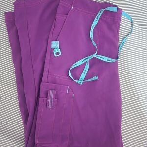 Carhartt Purple Scrub Pants with Teal Drawstring